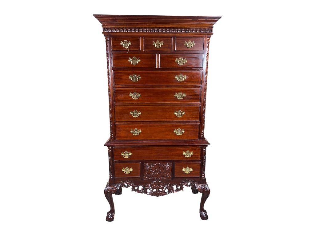 Carved Mahogany Chippendale-Style High Chest on Frame with Ball-and-Claw Feet, 74"H (1 of 16)