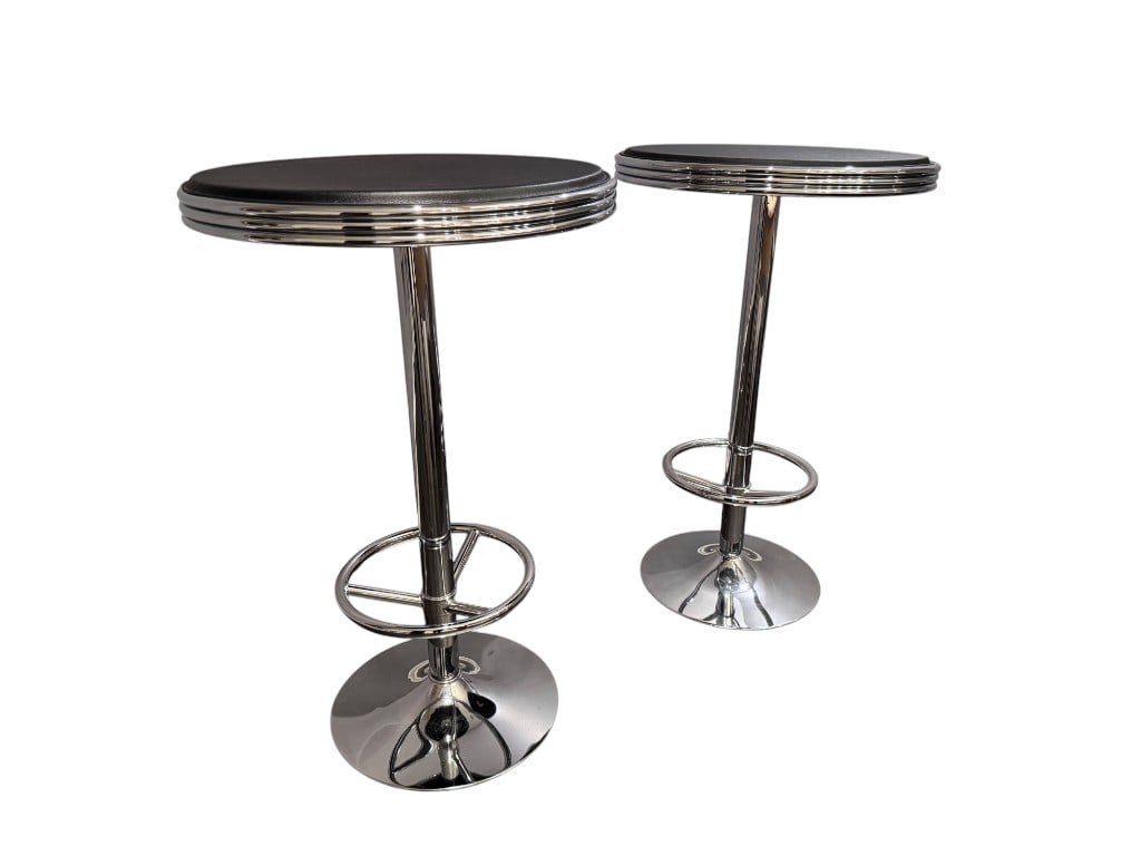 Retro Chrome Pub Tables, Pair, 40" - 2