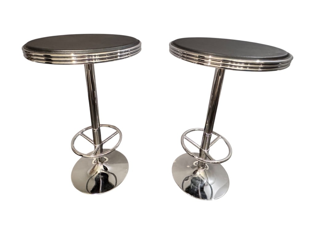 Retro Chrome Pub Tables, Pair, 40" - 4