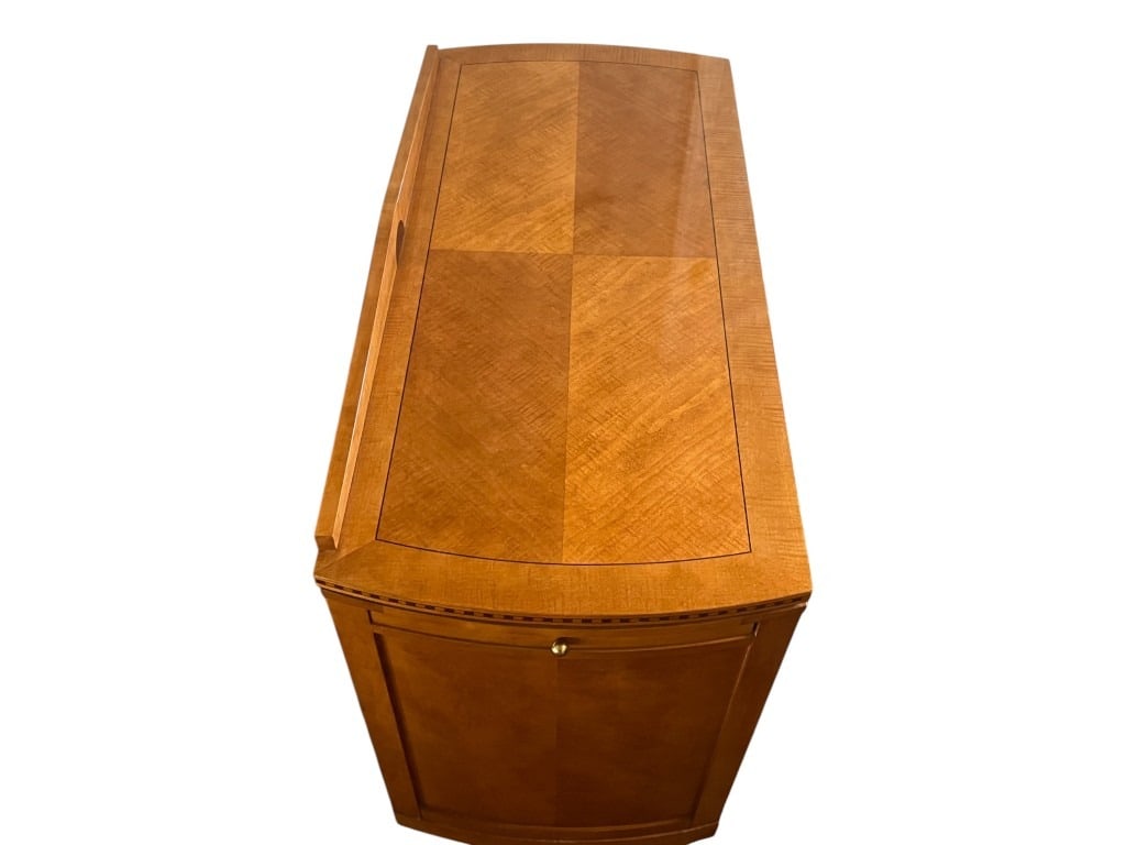 Hickory White Satinwood Expandable Bar Cabinet / Buffet Server with Fold-Out Leather-Lined Wings - 5
