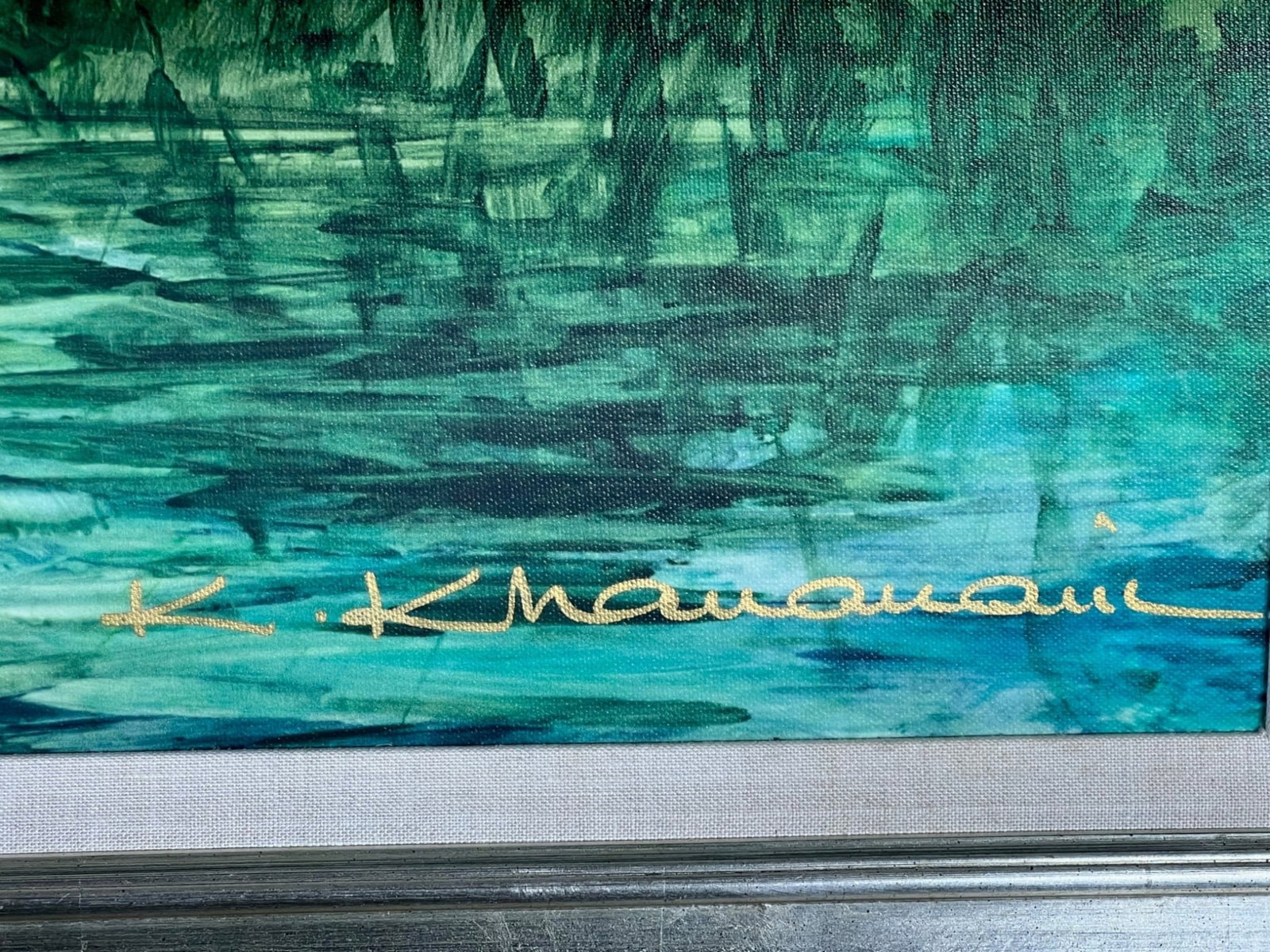 $4,500 The Way, Verdant Forest Waterway in Emerald and Teal, Signed Artist Proof Giclée on Canv - 5