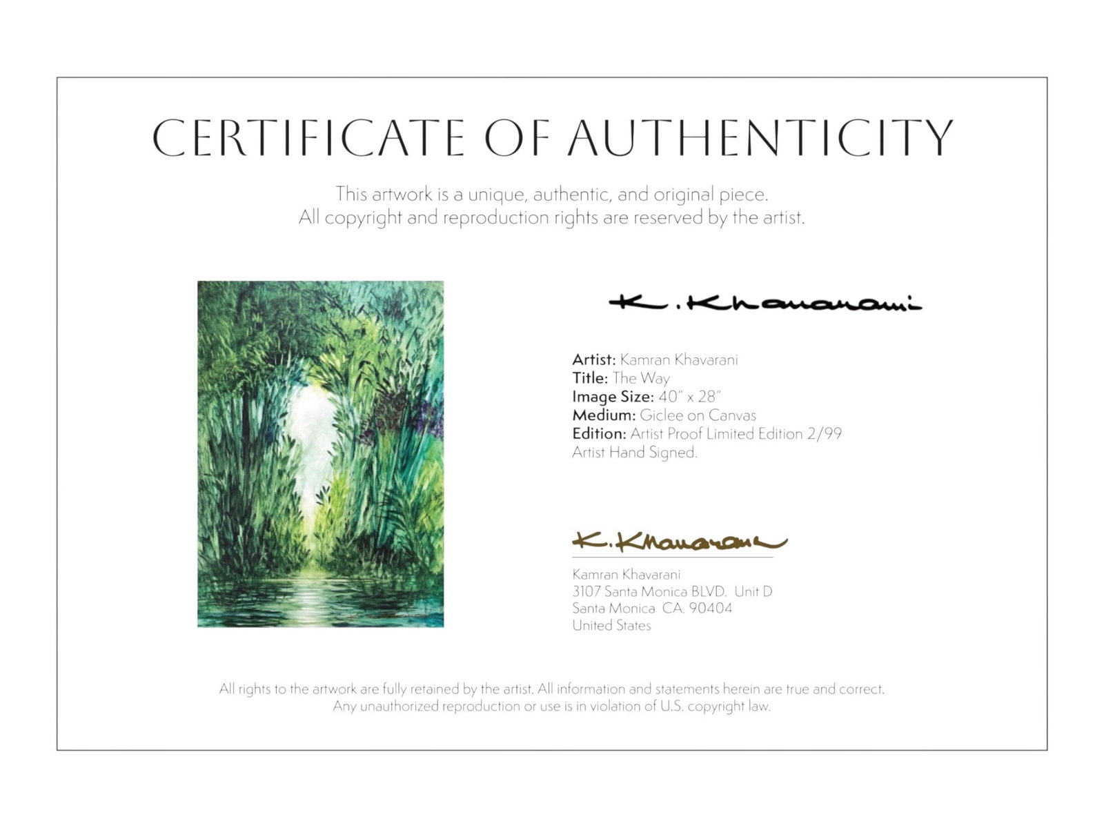 $4,500 The Way, Verdant Forest Waterway in Emerald and Teal, Signed Artist Proof Giclée on Canv - 7