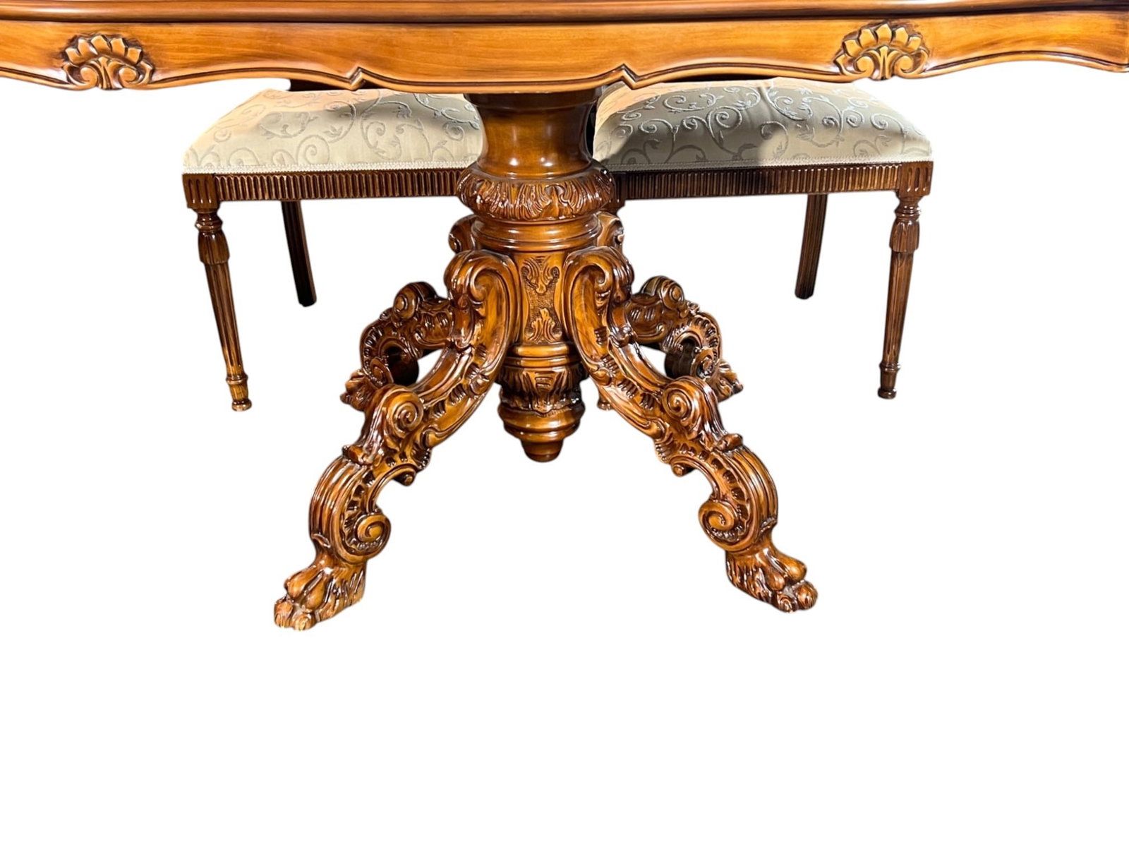 $22,000 Magnificent Maggiolini-Style Italian Marquetry Dining Table with Six Custom-Upholstered C... - 16