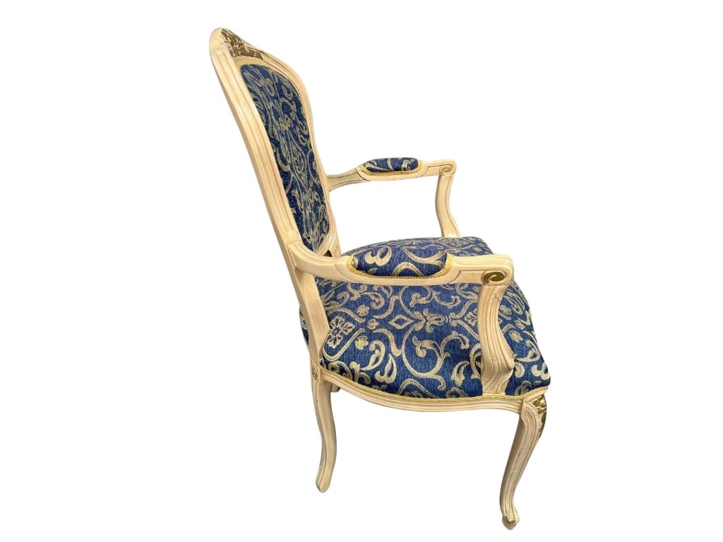 Italian Upholstered Louis XV Style Armchair with Carved Frame - 2