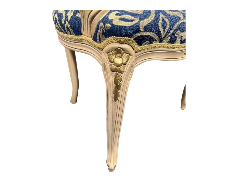 Italian Upholstered Louis XV Style Armchair with Carved Frame - 5