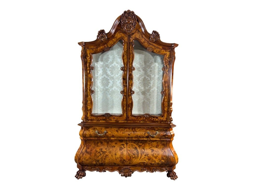 $32,000 Spectacular Italian Marquetry Bombé Display Cabinet Vitrine, Gallery Collection, A Gran - 2