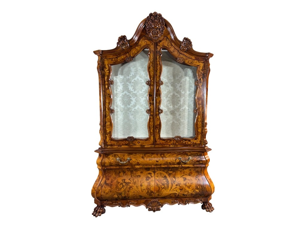 $32,000 Spectacular Italian Marquetry Bombé Display Cabinet Vitrine, Gallery Collection, A Gran - 3