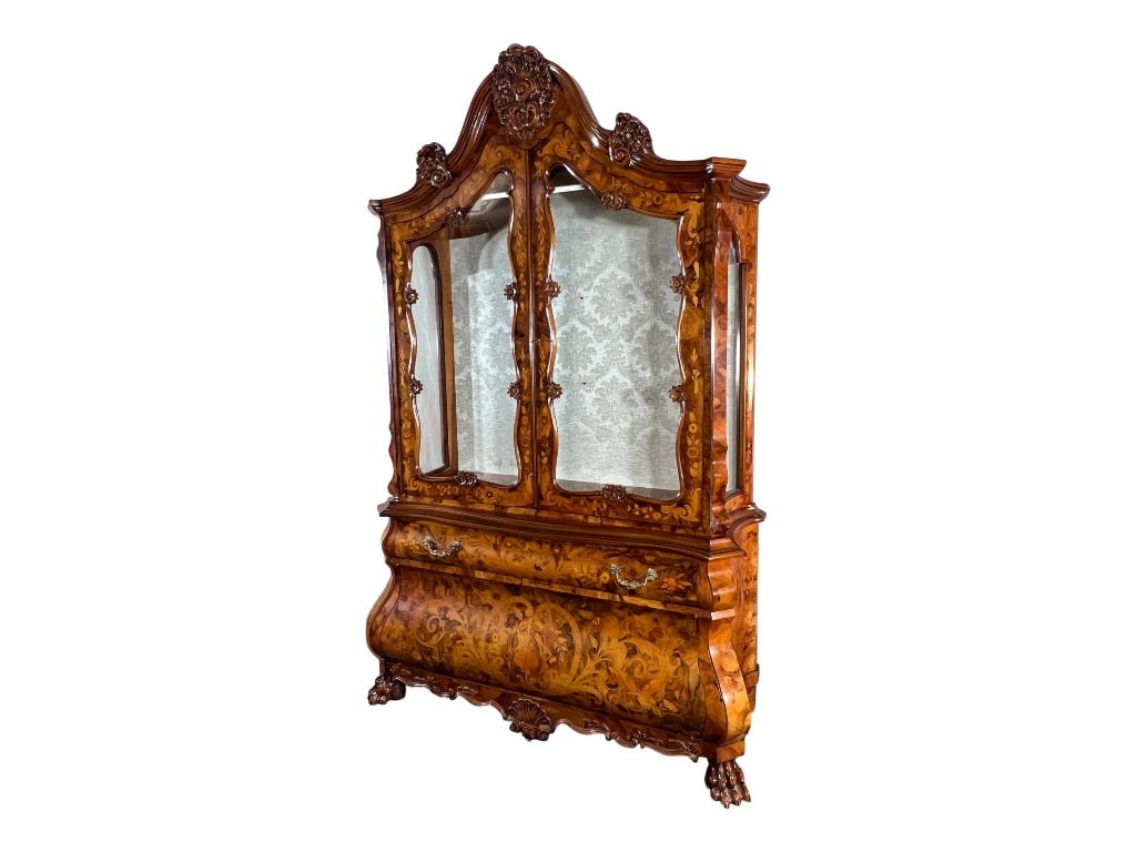 $32,000 Spectacular Italian Marquetry Bombé Display Cabinet Vitrine, Gallery Collection, A Gran - 4