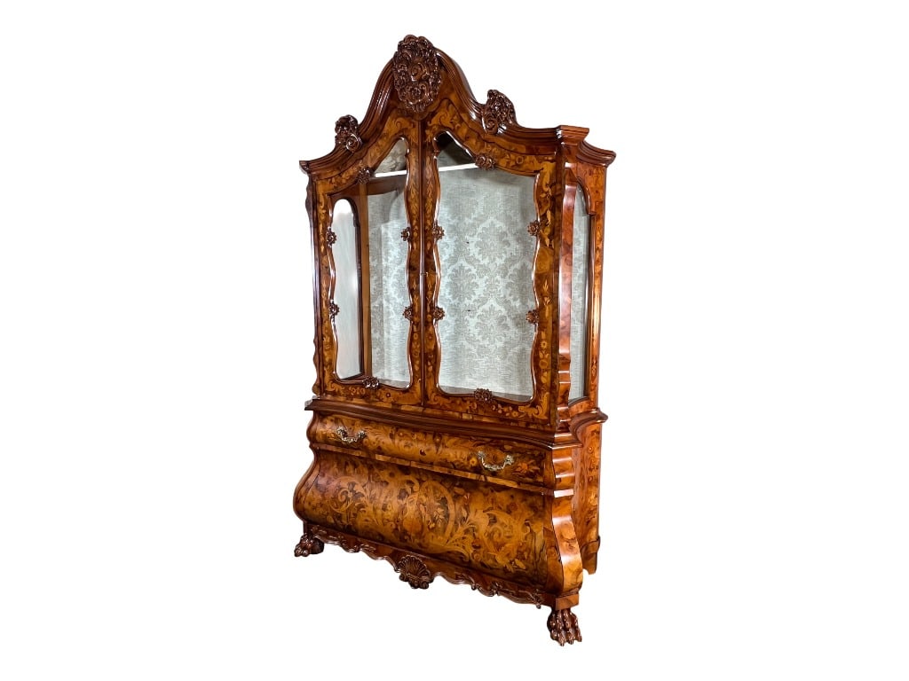 $32,000 Spectacular Italian Marquetry Bombé Display Cabinet Vitrine, Gallery Collection, A Gran - 5