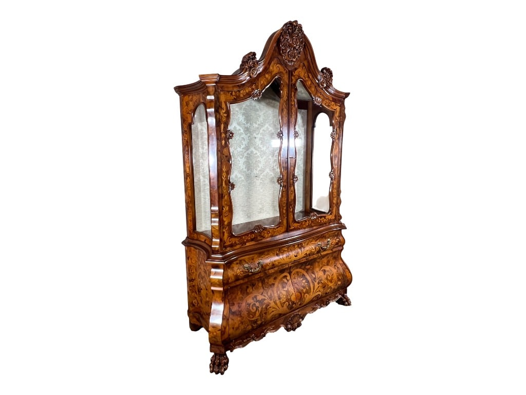 $32,000 Spectacular Italian Marquetry Bombé Display Cabinet Vitrine, Gallery Collection, A Gran - 6