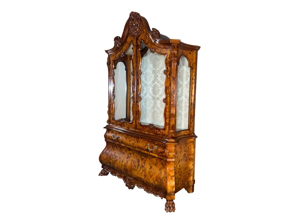 $32,000 Spectacular Italian Marquetry Bombé Display Cabinet Vitrine, Gallery Collection, A Gran - 8