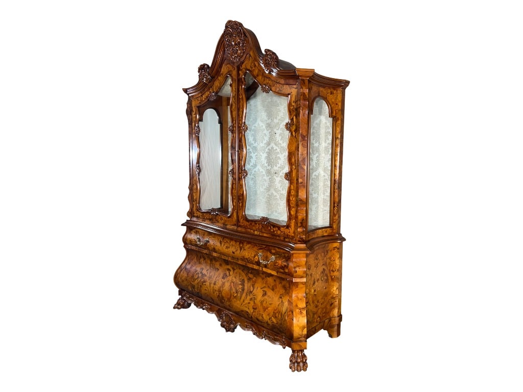 $32,000 Spectacular Italian Marquetry Bombé Display Cabinet Vitrine, Gallery Collection, A Gran - 9