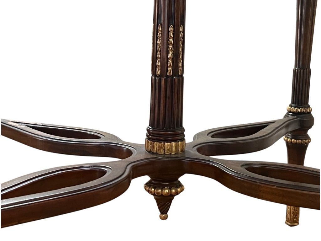 $3,800 Maitland-Smith Round Faux-Marble Inset Console Table with Brass Pierced Gallery, 32" - 6