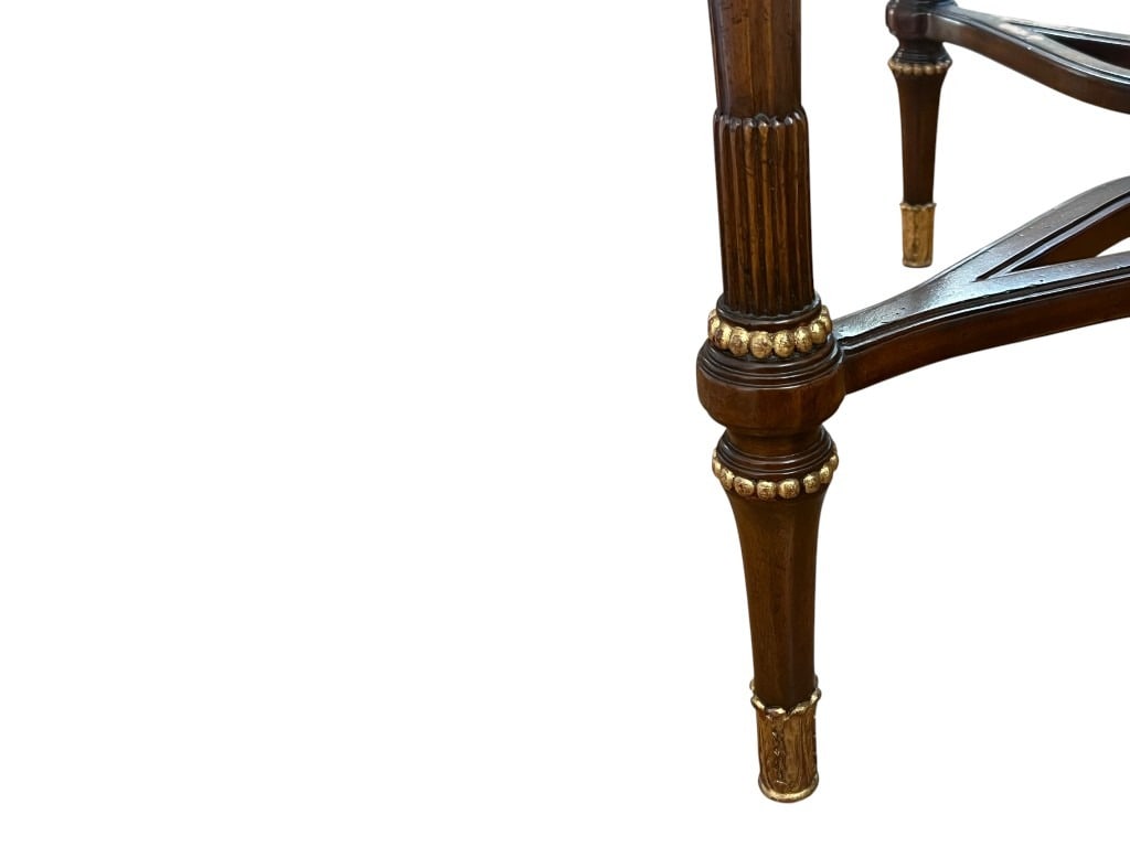 $3,800 Maitland-Smith Round Faux-Marble Inset Console Table with Brass Pierced Gallery, 32" - 7
