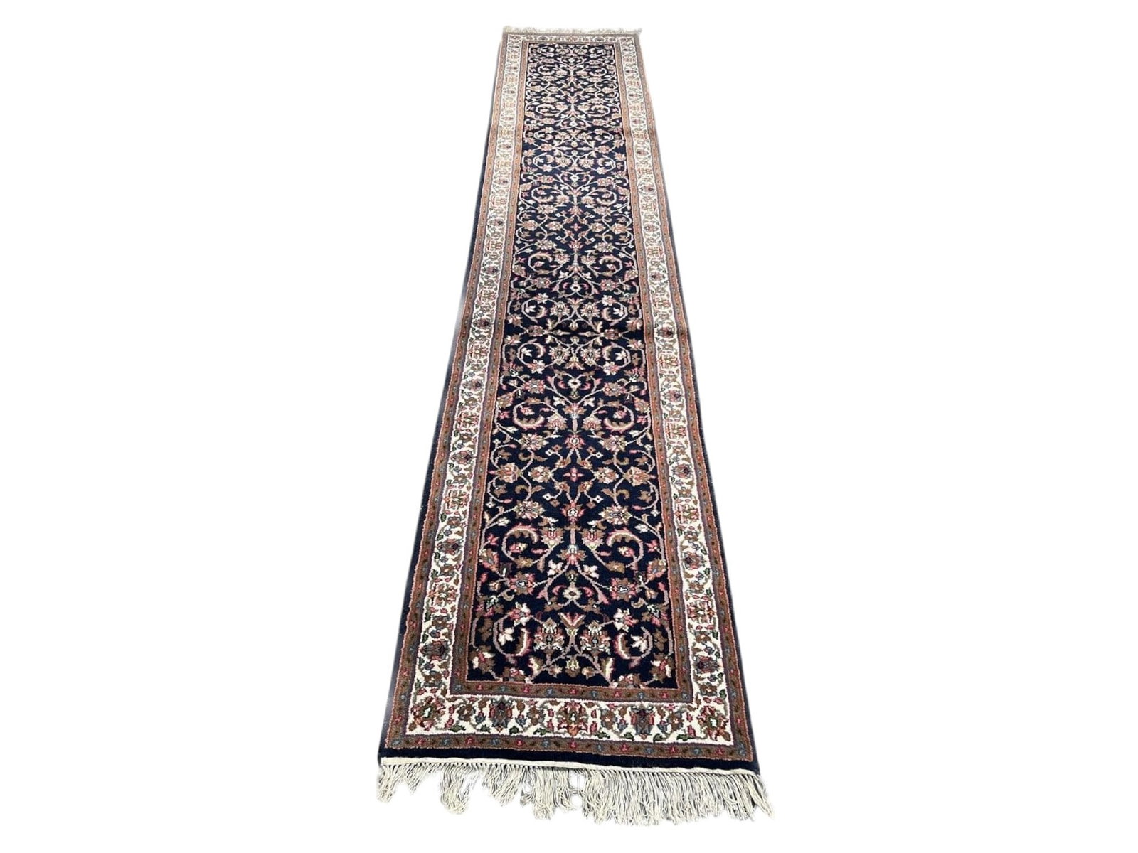 $990 - Cobalt Ground Runner, Kashan Design, Hand-Knotted Wool, 2'6" x 12'4" - 3