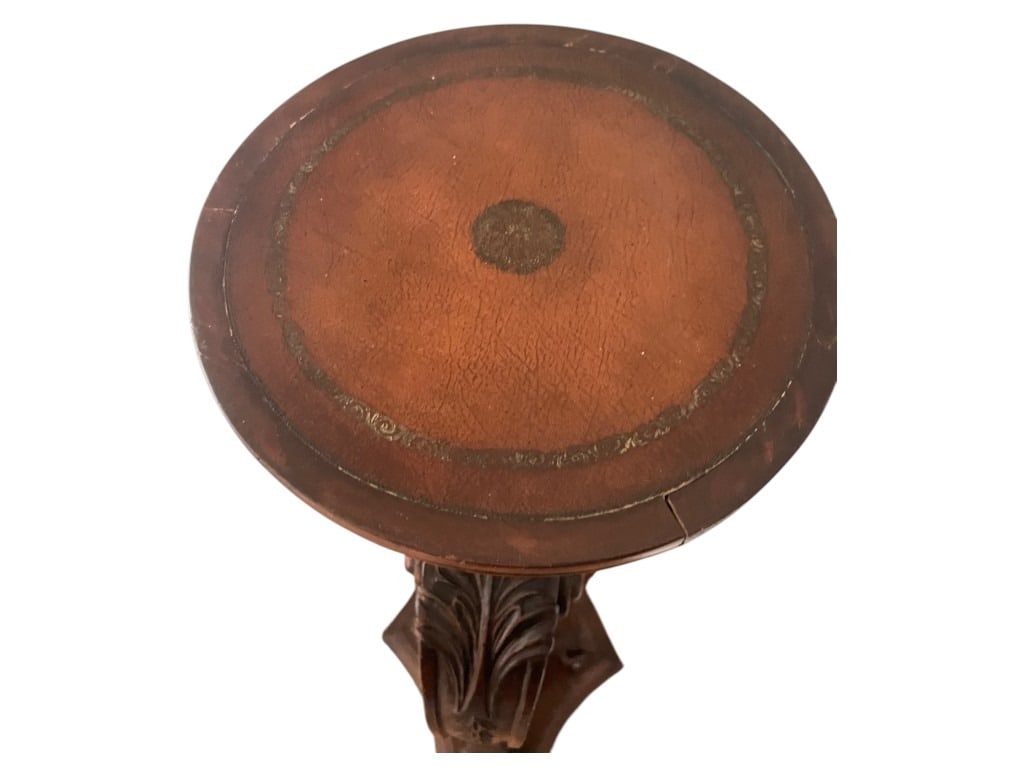 Statement piece! Carved Mahogany Torchère / Plant Pedestal Stand with Tripod Scroll Legs, 54" - 3