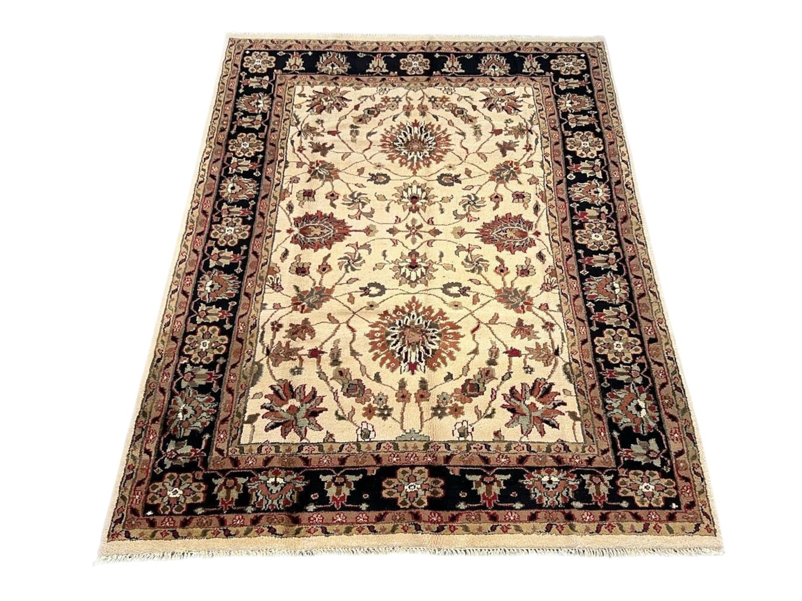 $2,560 - Cream Ground with Ebony Border Carpet, Lucerne Design, Hand-Knotted Wool, 8'0" x 10'0" - 4
