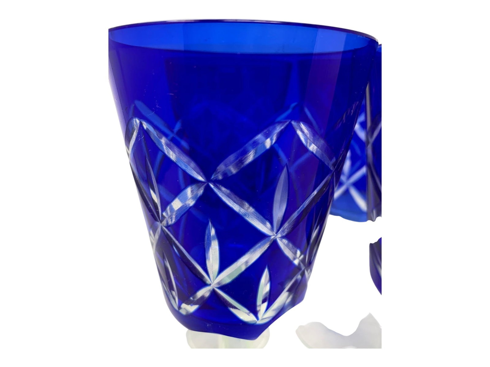 Cobalt Cut to Clear Wine Goblets Set of 4 - 4