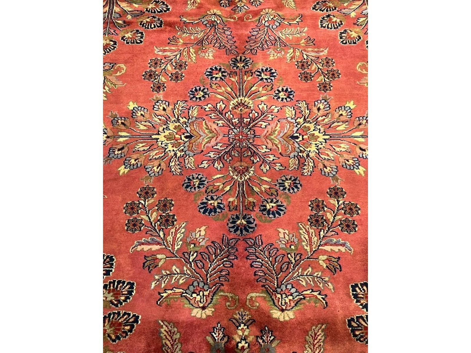 $9,675 - Detached Floral Carpet, Sarouk Design, Hand-Knotted Wool, 9'1" x 11'11" - 2