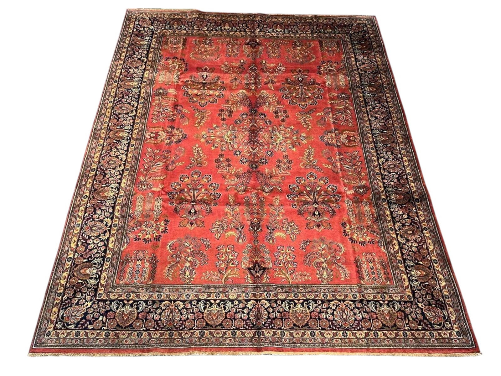 $9,675 - Detached Floral Carpet, Sarouk Design, Hand-Knotted Wool, 9'1" x 11'11" - 4