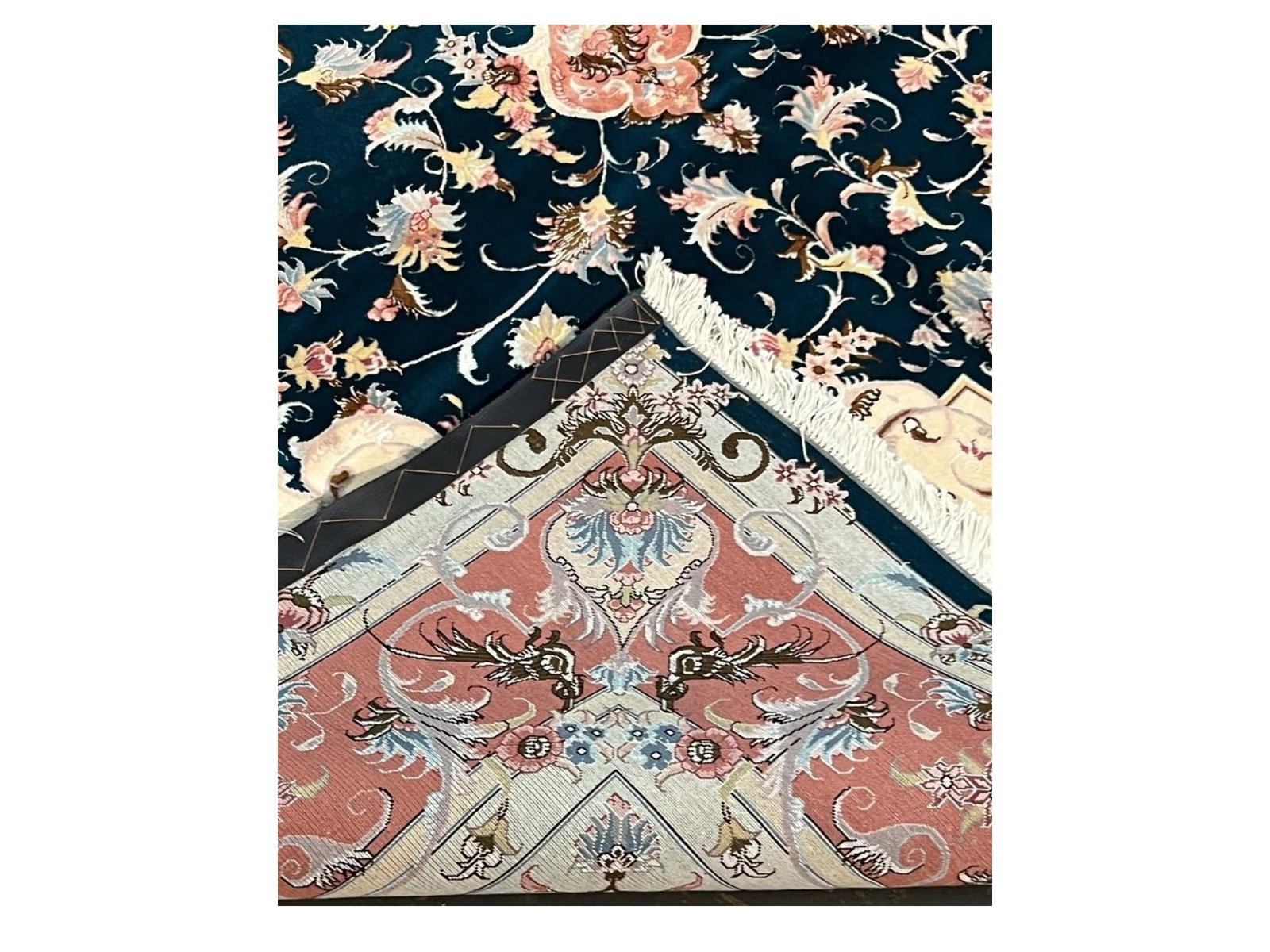 $22,400 - Indigo Medallion Persian Tabriz Rug, Hand-Knotted Wool & Silk, 6'8" x 9'11" - 3