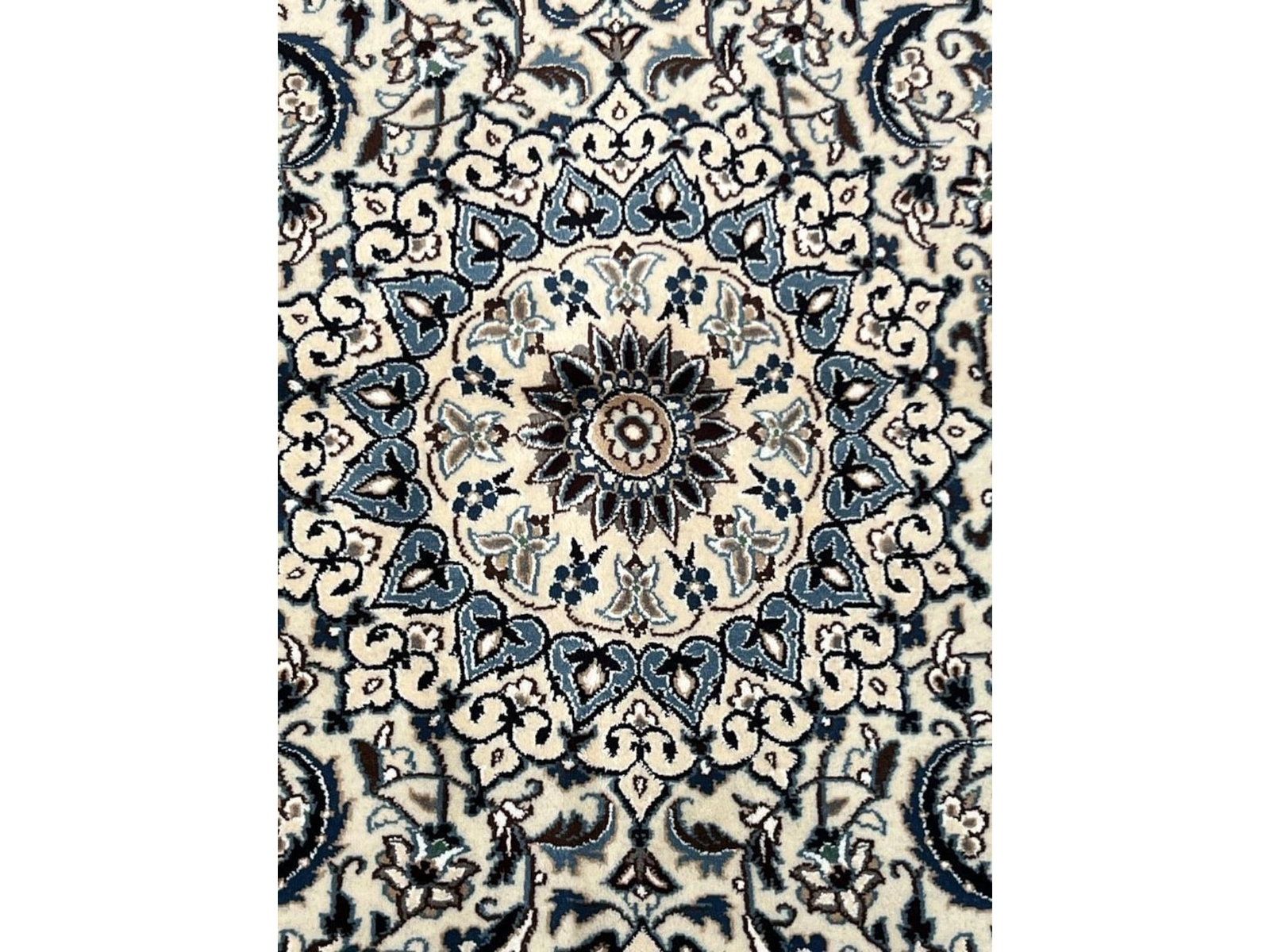 $2,815 - Fine Arabesque Persian Nain Rug, Hand-Knotted Wool & Silk, 3'8" x 6'0" - 2