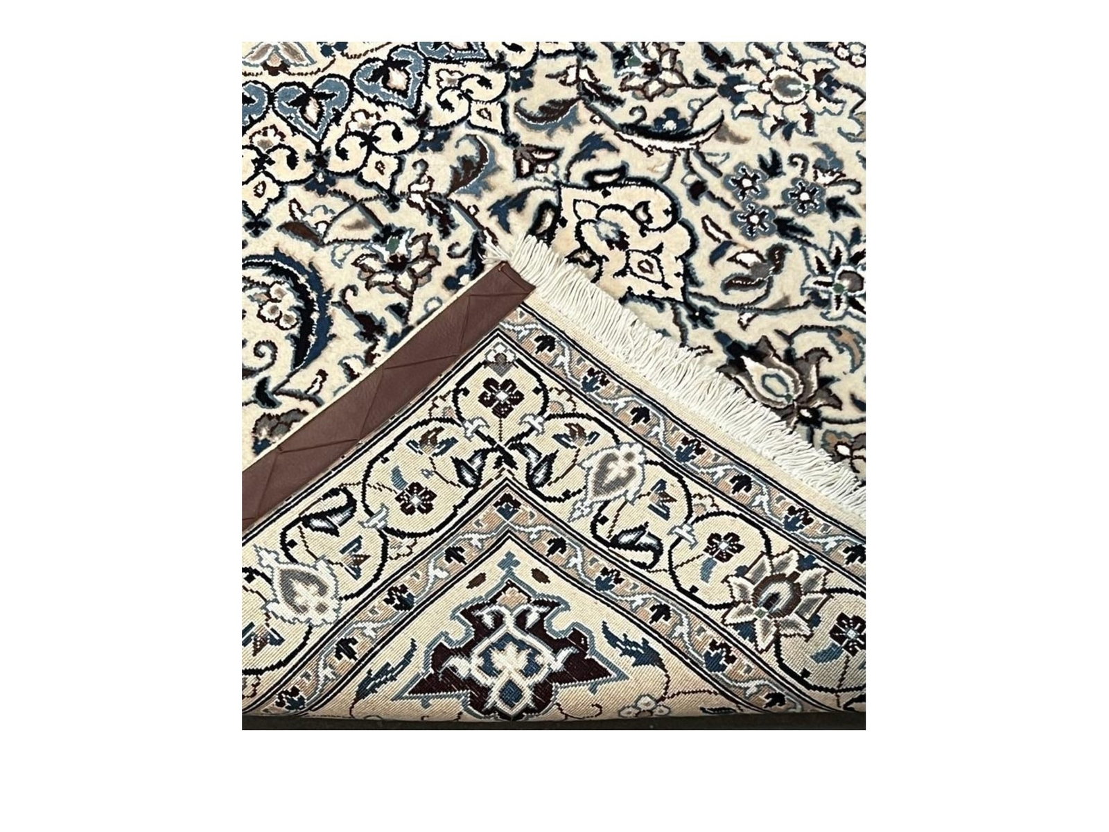 $2,815 - Fine Arabesque Persian Nain Rug, Hand-Knotted Wool & Silk, 3'8" x 6'0" - 3
