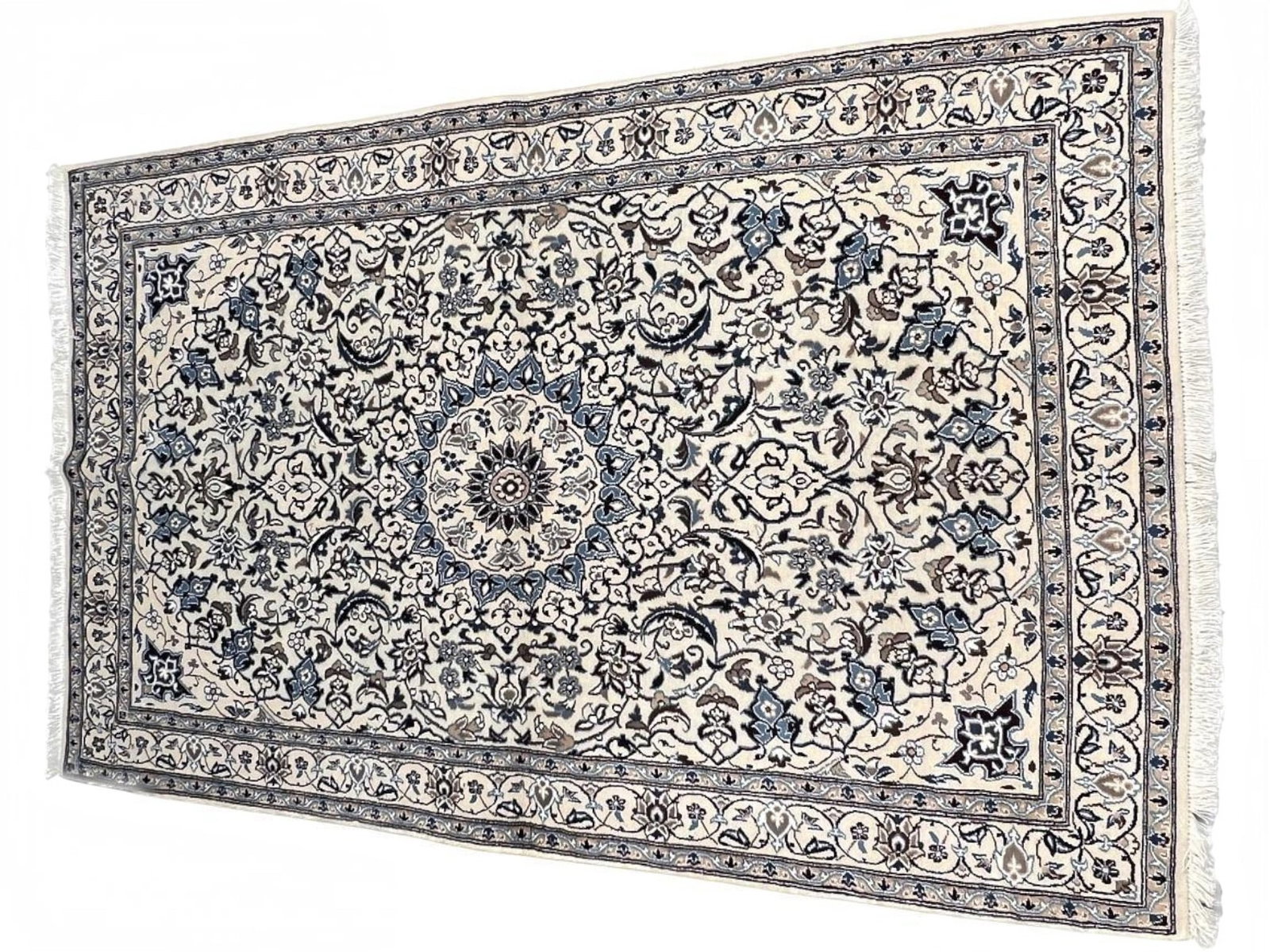 $2,815 - Fine Arabesque Persian Nain Rug, Hand-Knotted Wool & Silk, 3'8" x 6'0" - 4