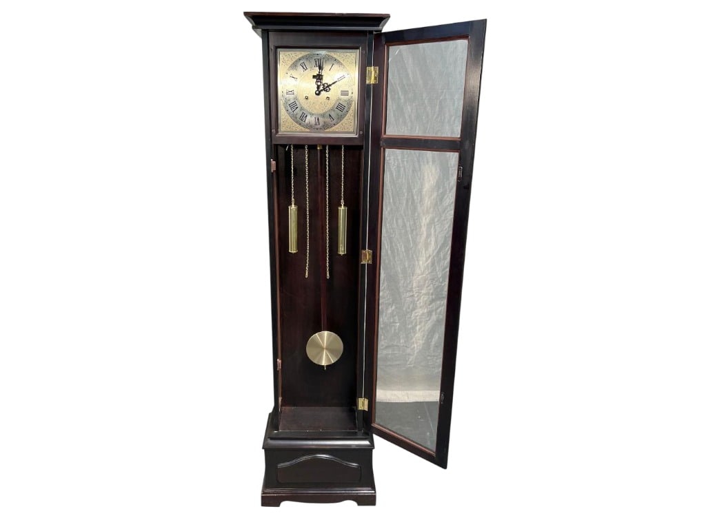 Grandfather Clock with Brass Pendulum and Roman Numerals Dial - 3