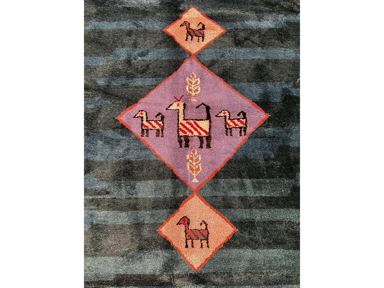 $4,185 - Folk-Art Animal Carpet, Gabbeh Design, Hand-Knotted Wool, 8'3" x 11'4" - 2