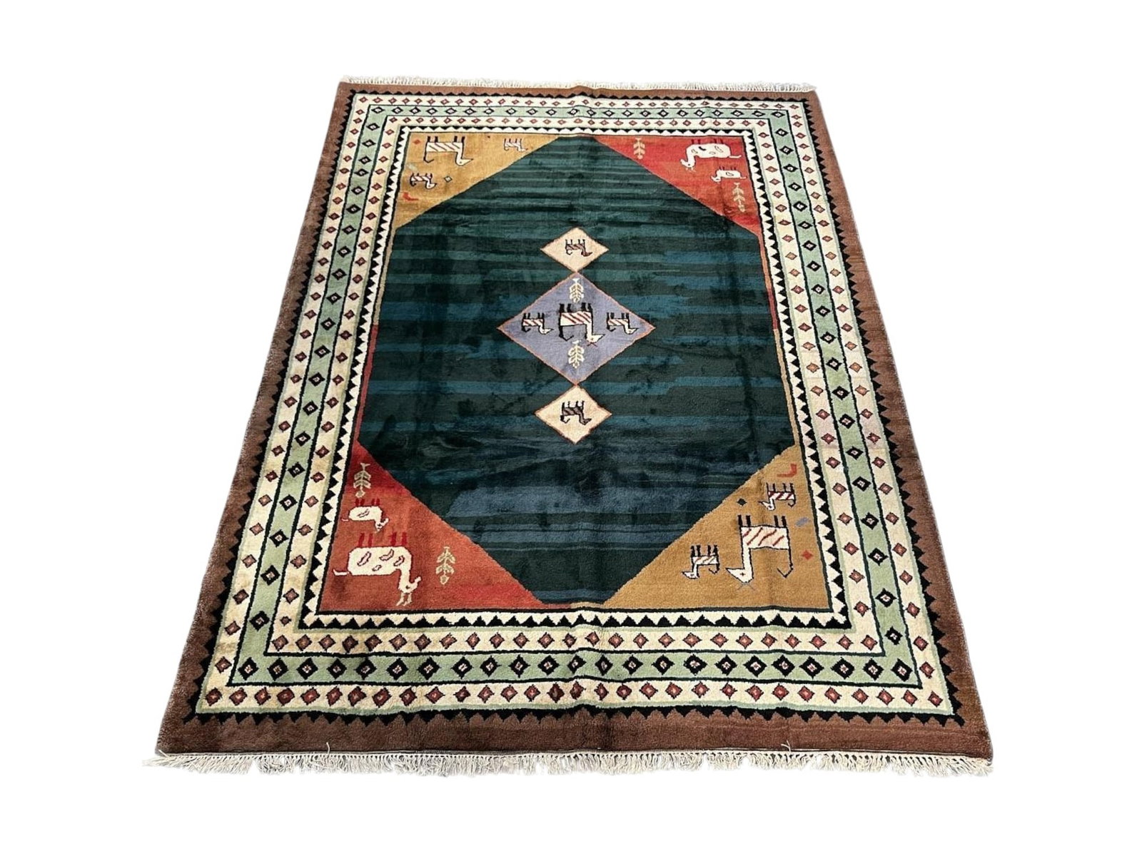 $4,185 - Folk-Art Animal Carpet, Gabbeh Design, Hand-Knotted Wool, 8'3" x 11'4" - 4