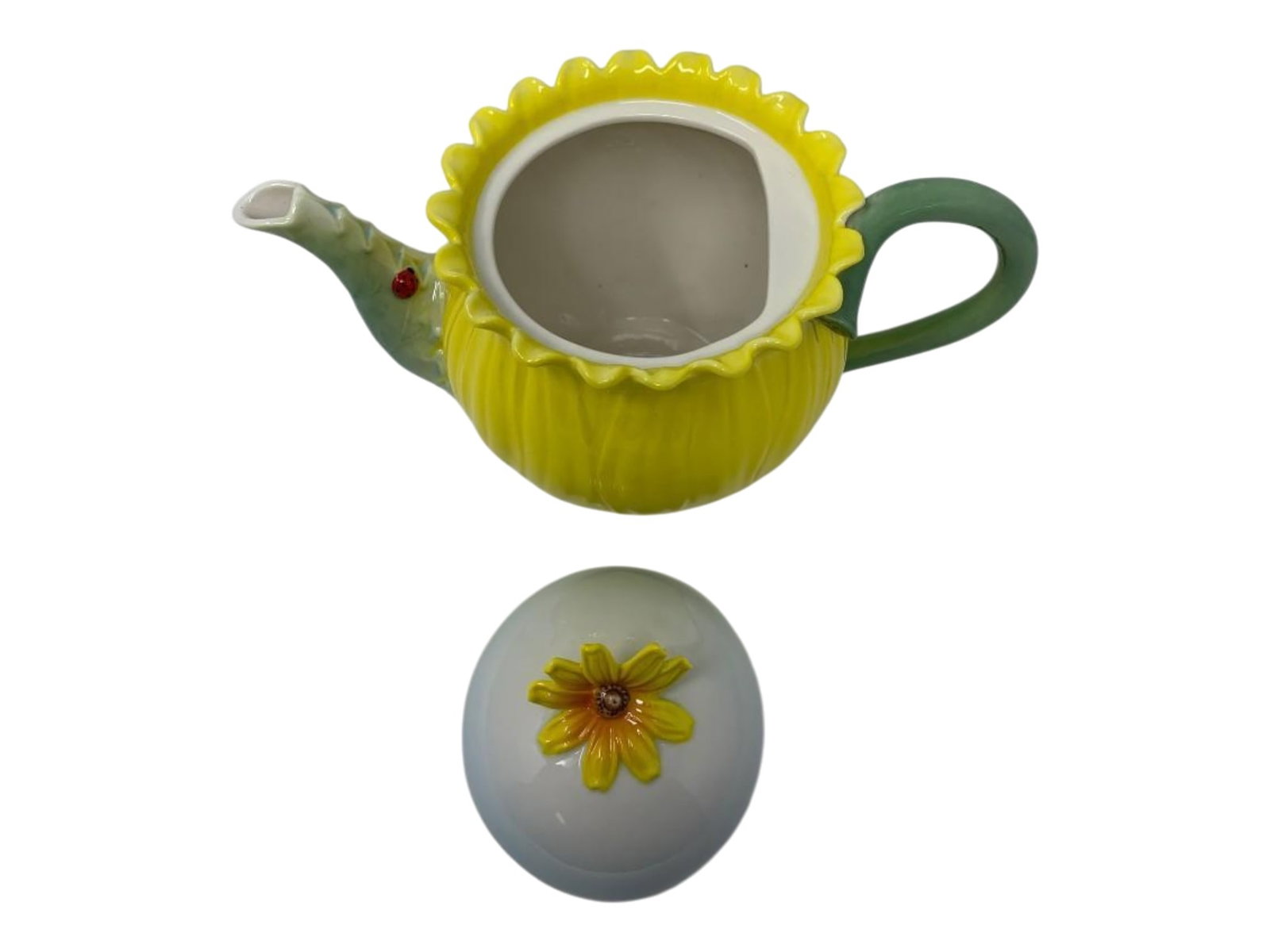 Small Porcelain Sunflower Teapot - 2