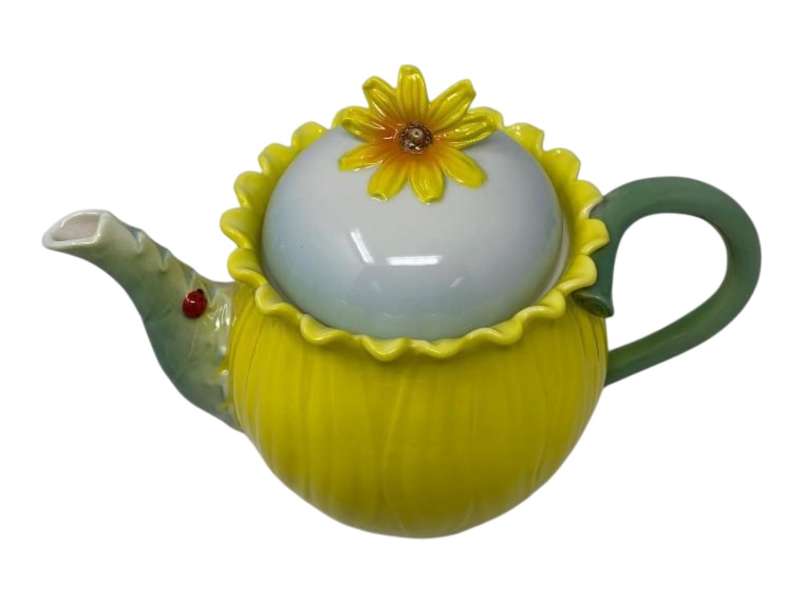 Small Porcelain Sunflower Teapot - 3