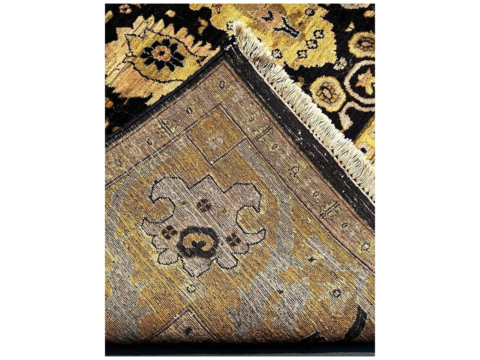 $4,925 - Gilded Palmette on Black Ground Carpet, Jaipur Design, Hand-Knotted Wool, 7'8" x 10'0" - 2