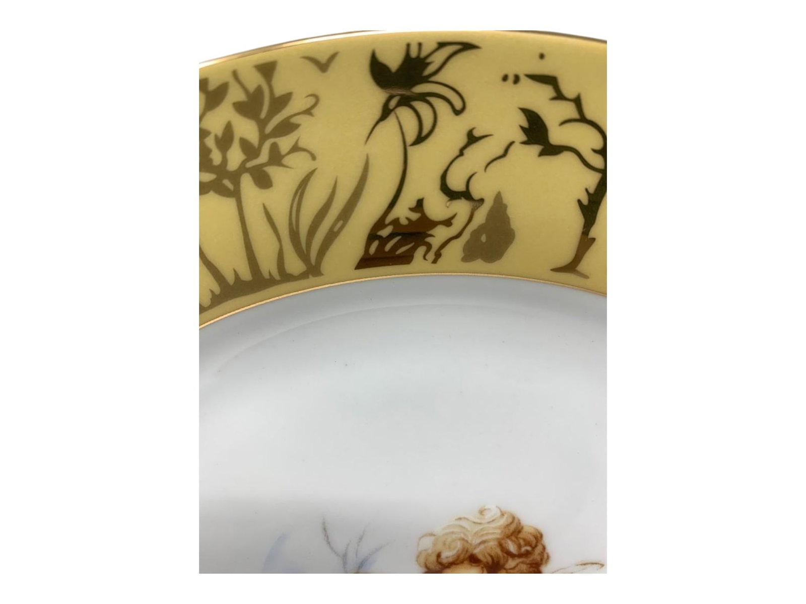 Yellow and Gold Cherub Cake Stand with Server - 3