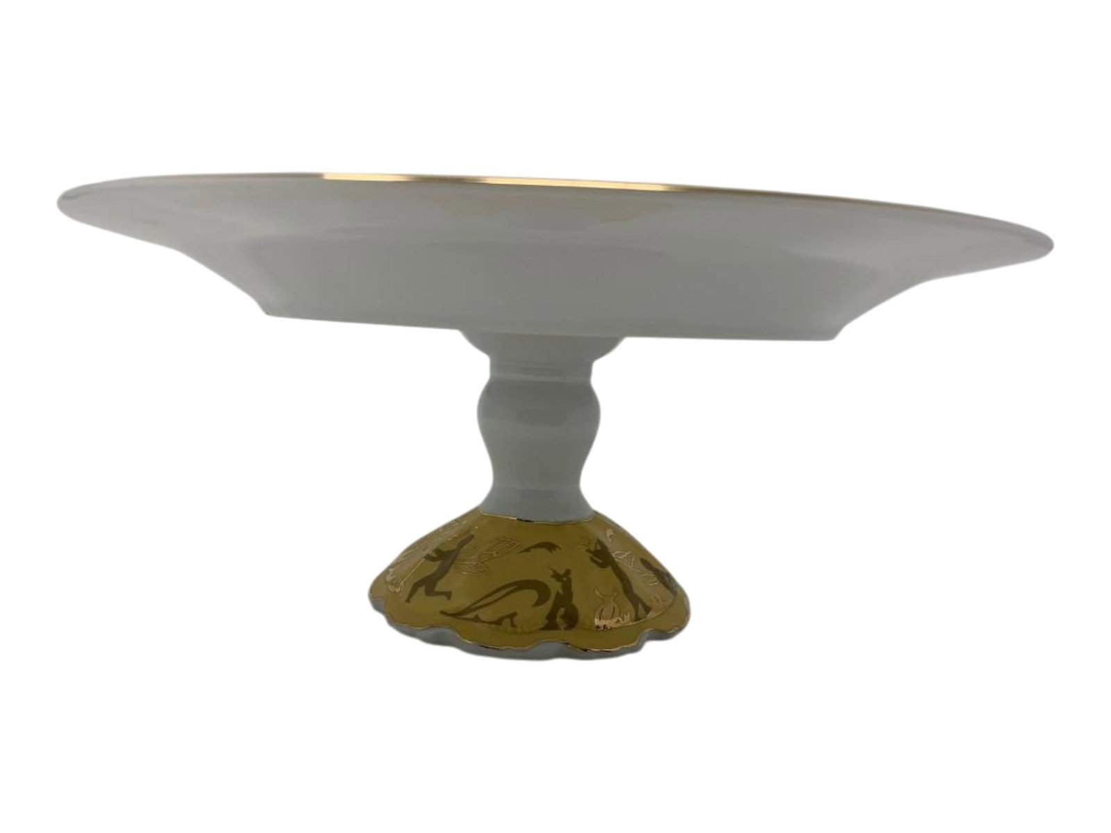 Yellow and Gold Cherub Cake Stand with Server - 4