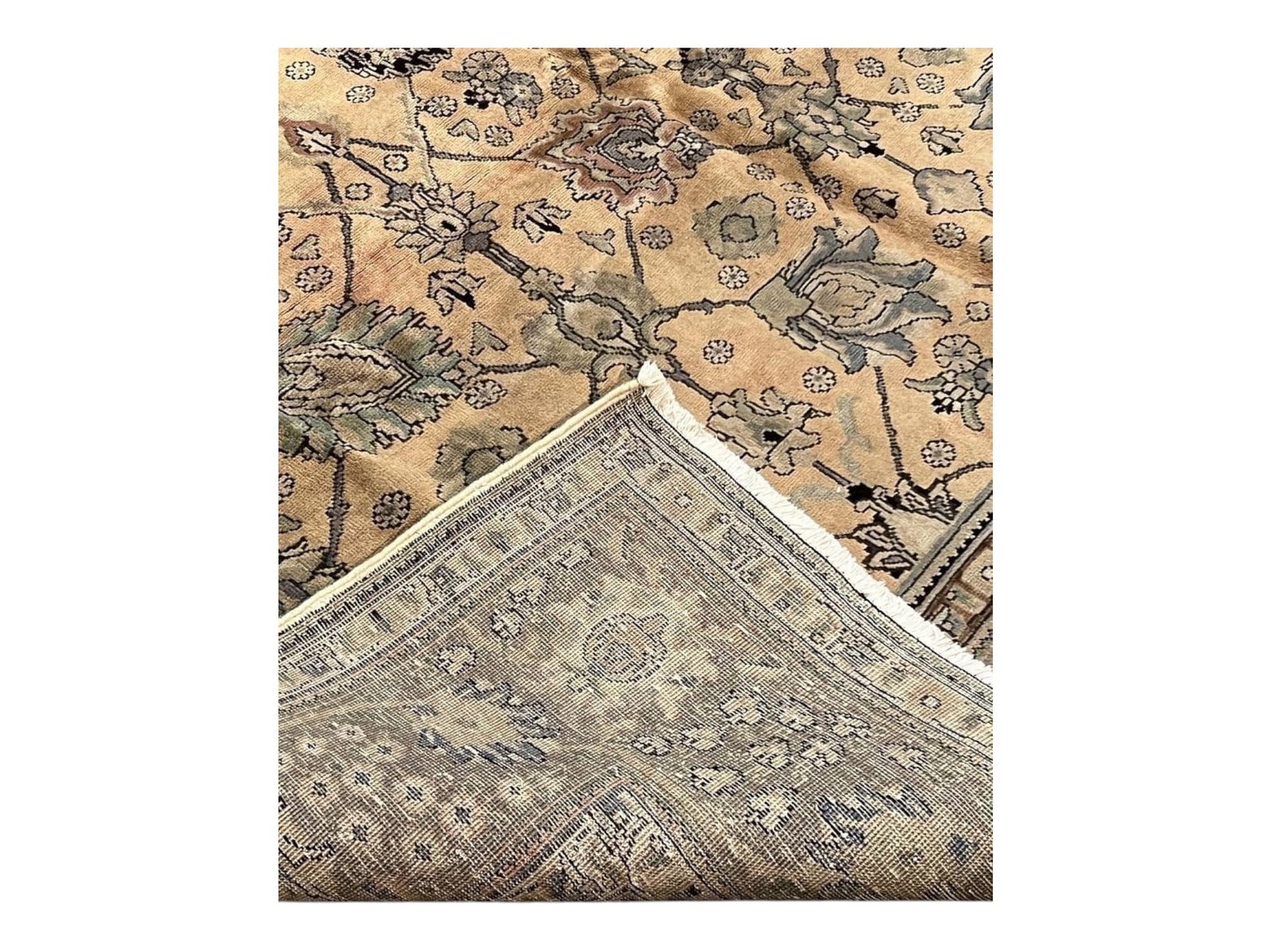 $10,560 - Muted Wheat Field Persian Tabriz Carpet, Hand-Knotted Wool, 8'4" x 11'0" - 3