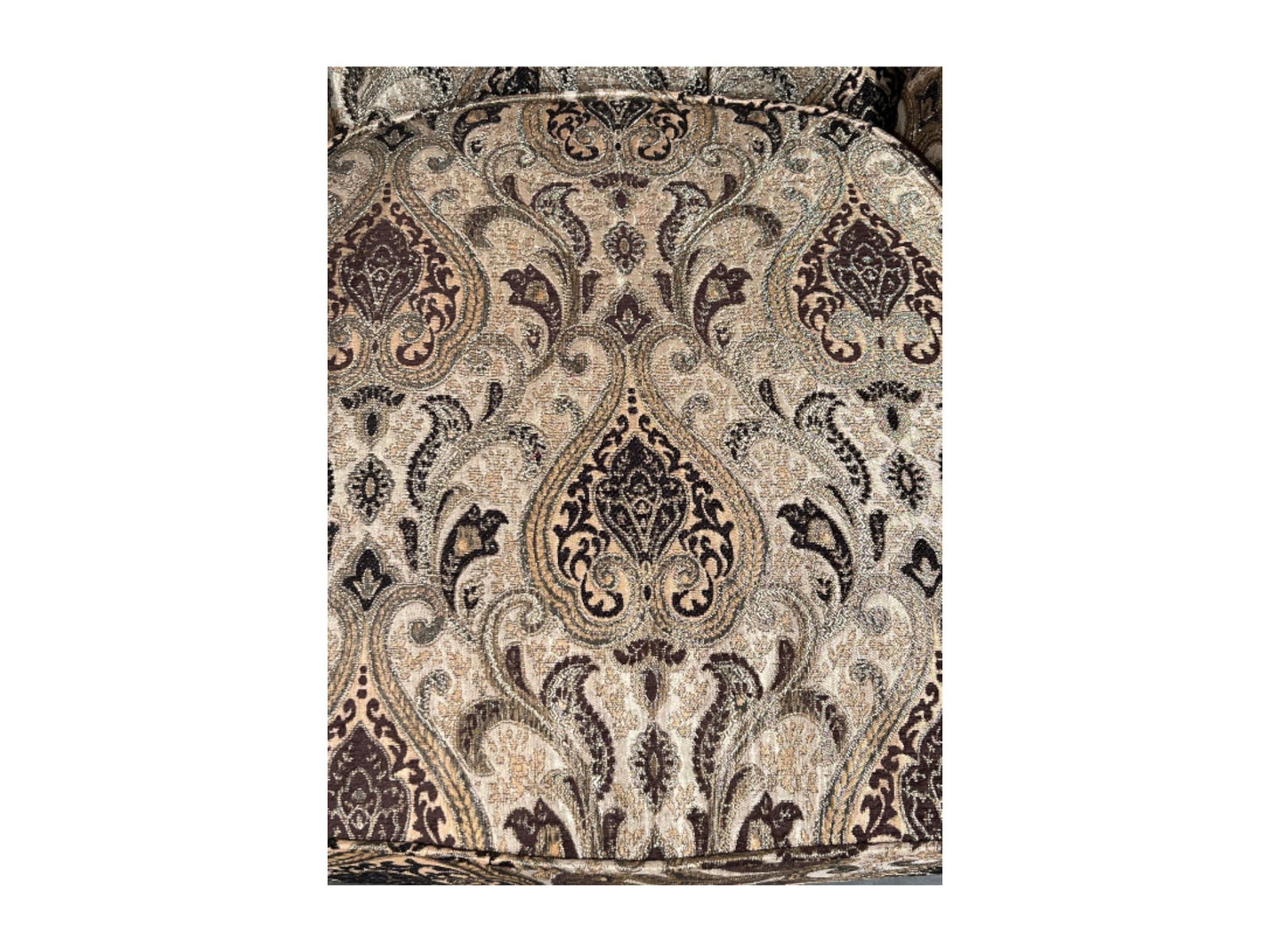 Carved Mahogany Upholstered Armchair with Jacquard Fabric - 6