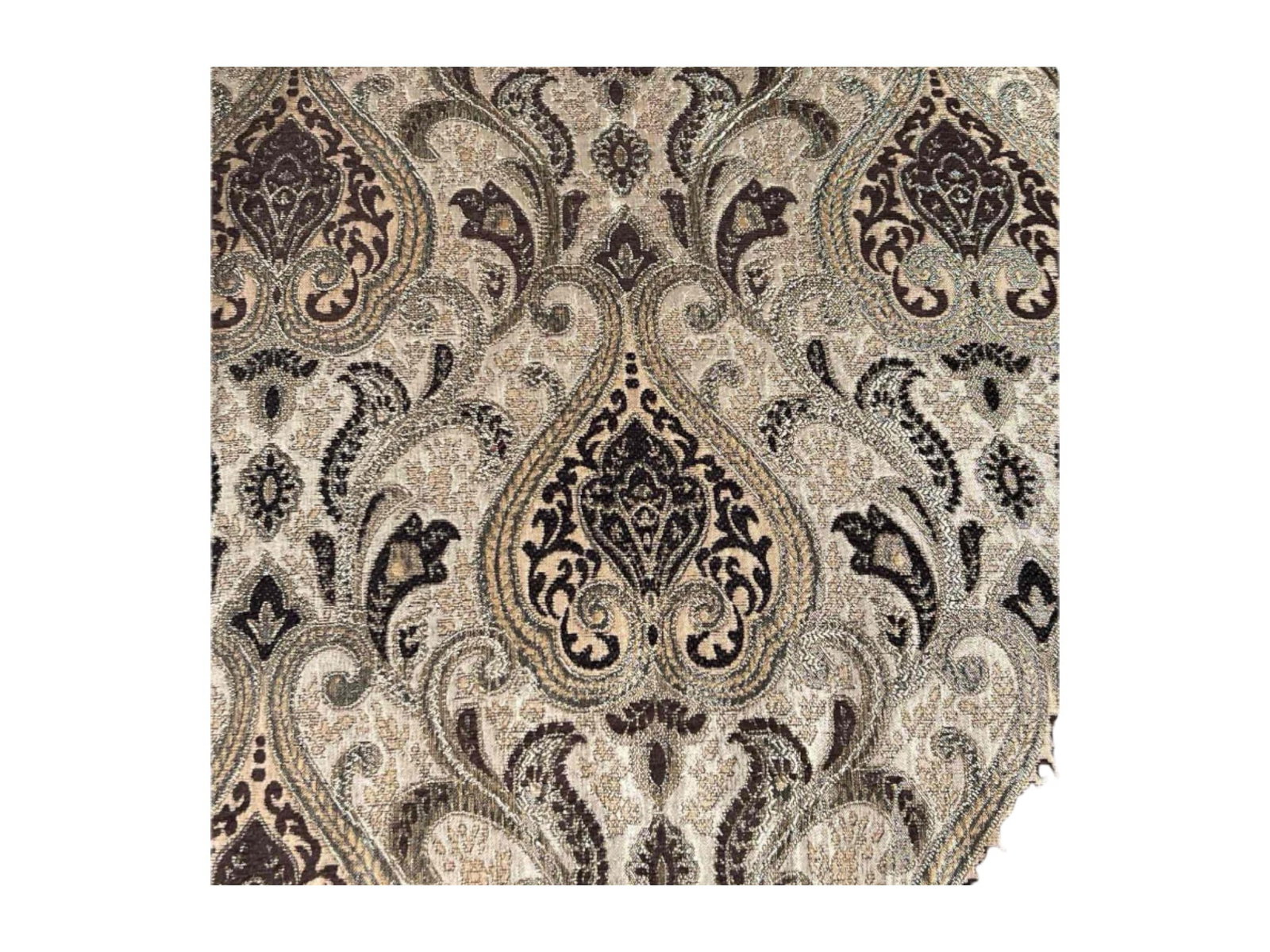 Carved Mahogany Upholstered Armchair with Jacquard Fabric - 7