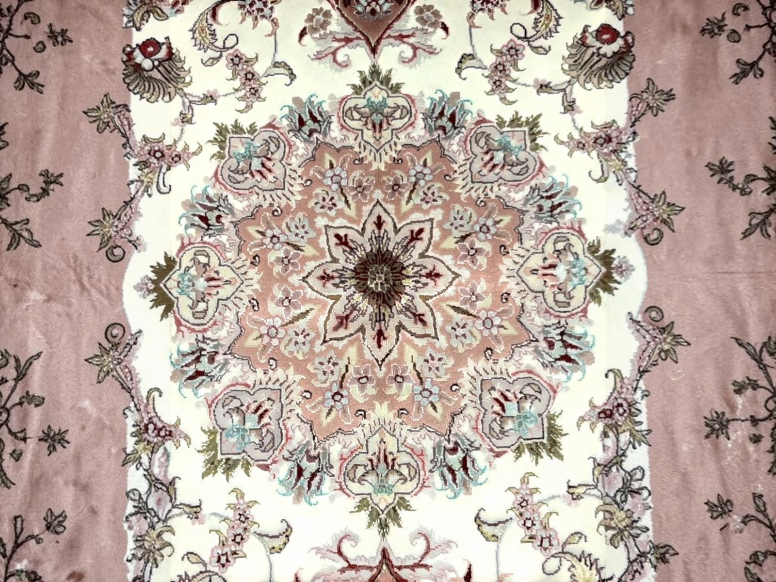 $8,960 - Near-Square Persian Tabriz Rug, Hand-Knotted Wool & Silk, 4'7" x 4'10" - 2