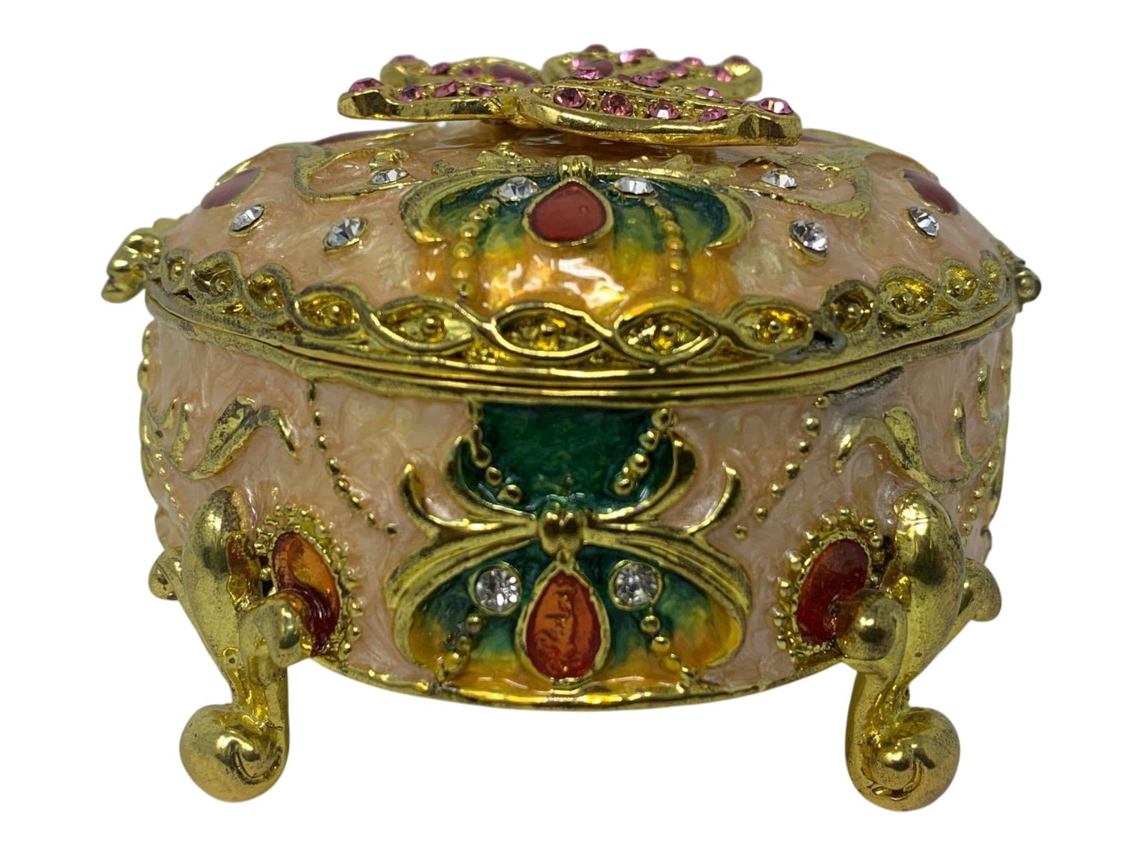Butterfly Enamel Jewelry Box, Hand Painted - 3