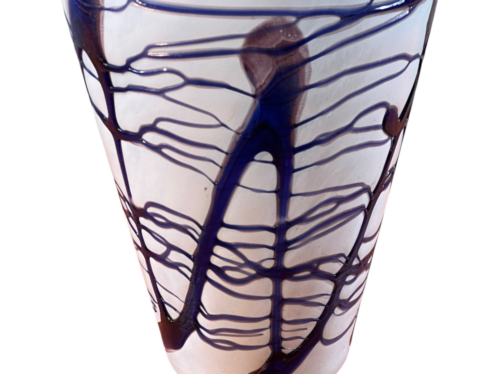 Vase Art Glass with Cased White Rim, 15"H - 3