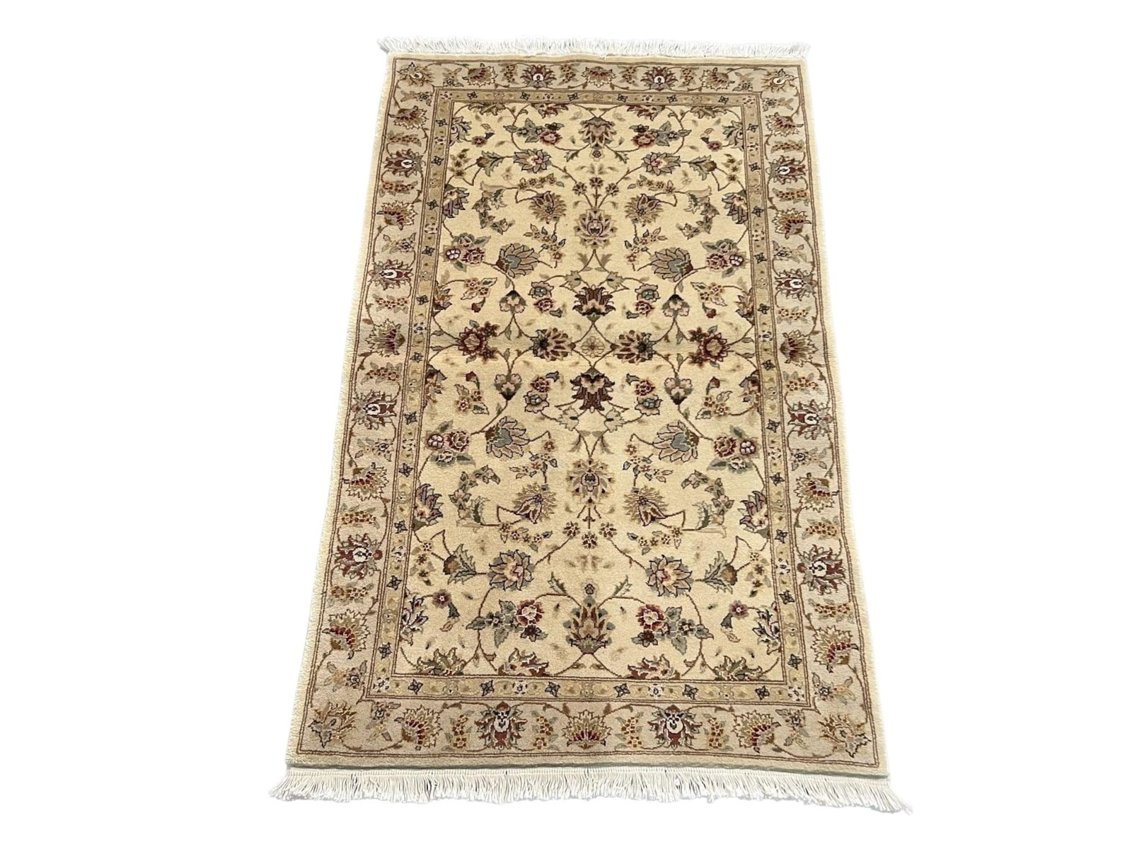 $1,245 - Petite Silk-Blend Floral Rug, Tabriz Design, Hand-Knotted Wool & Silk, 3'0" x 5'0" - 4