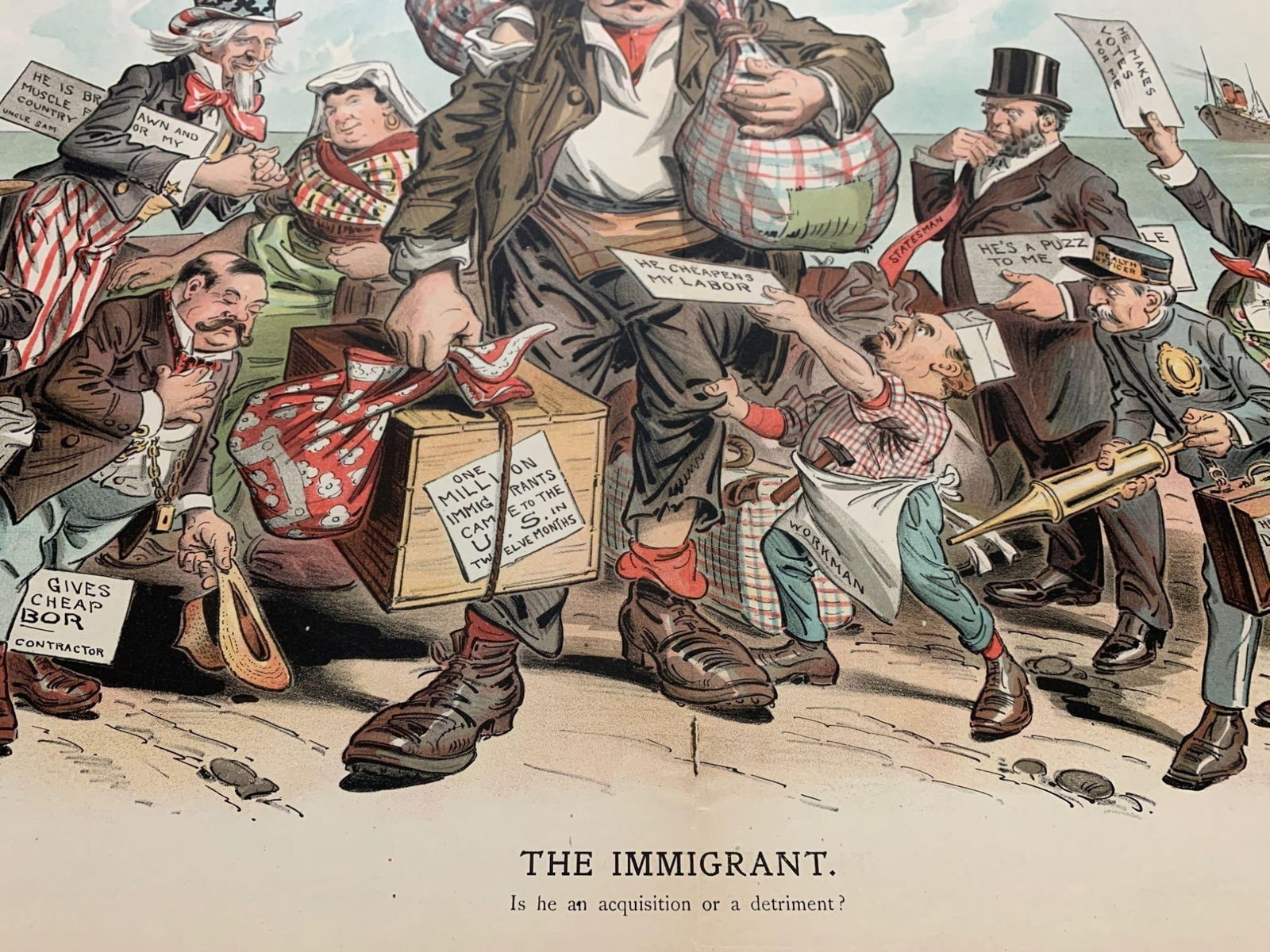 Political Cartoon Print "The Immigrant" After Gillam, 20" - 2