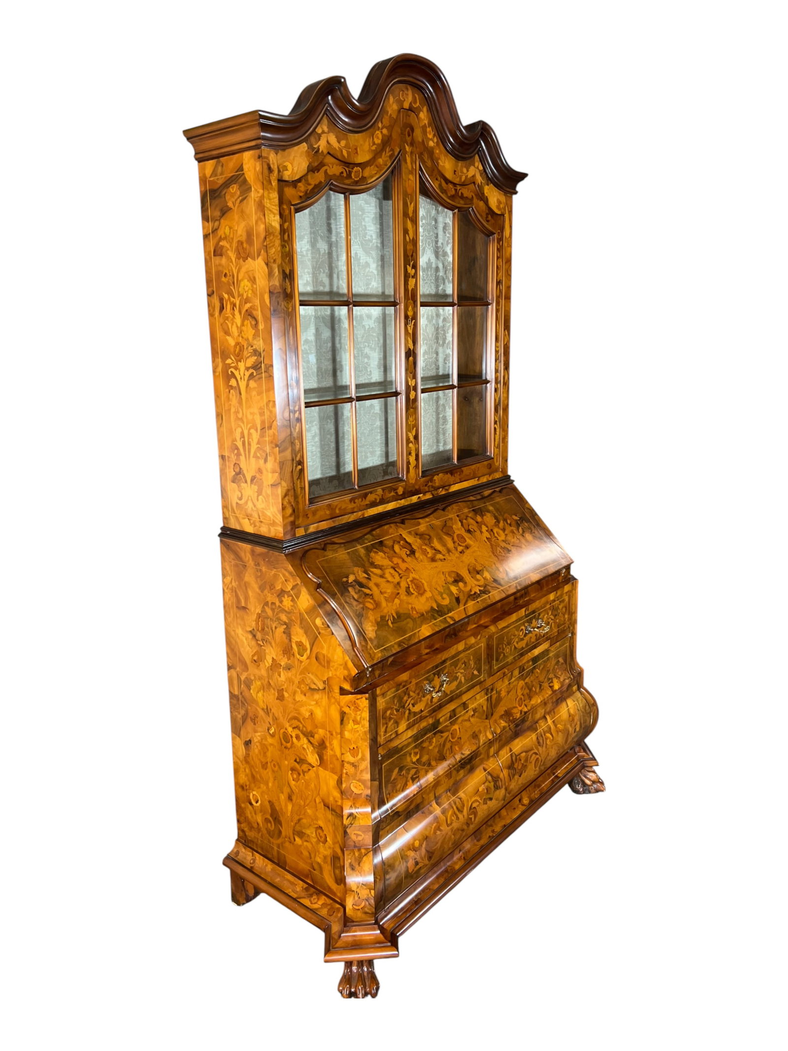 $27,000 Magnificent Italian Marquetry Bombé Secretary Bookcase, Gallery Collection, A Matching  - 12