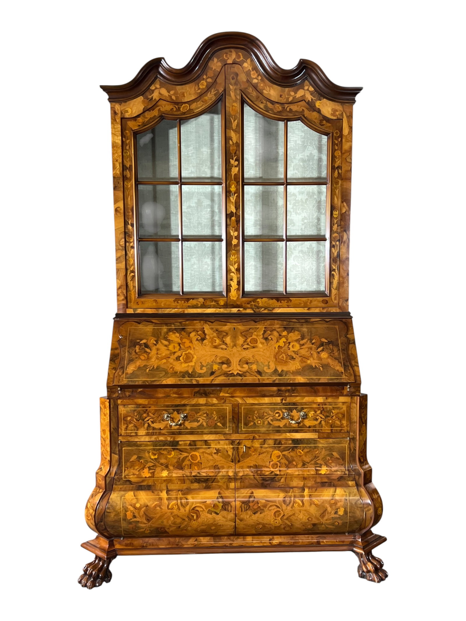 $27,000 Magnificent Italian Marquetry Bombé Secretary Bookcase, Gallery Collection, A Matching  - 2
