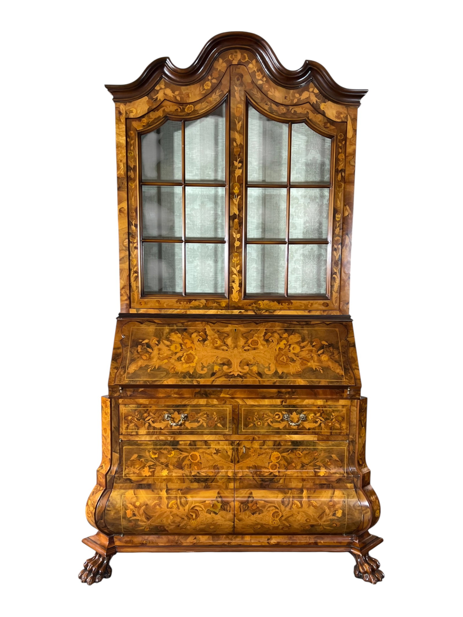 $27,000 Magnificent Italian Marquetry Bombé Secretary Bookcase, Gallery Collection, A Matching  - 3