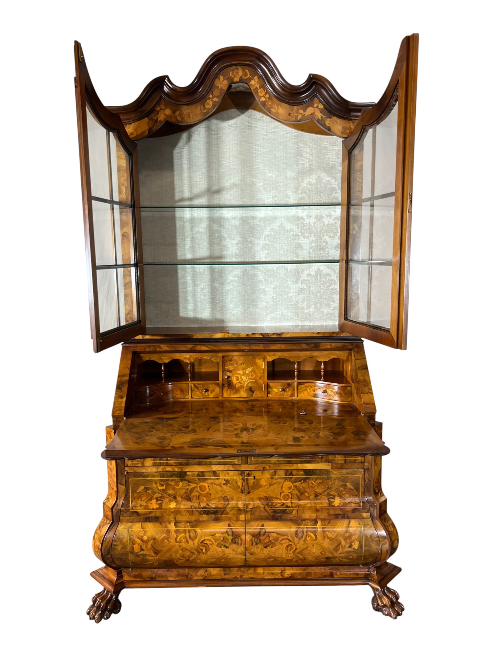 $27,000 Magnificent Italian Marquetry Bombé Secretary Bookcase, Gallery Collection, A Matching  - 4