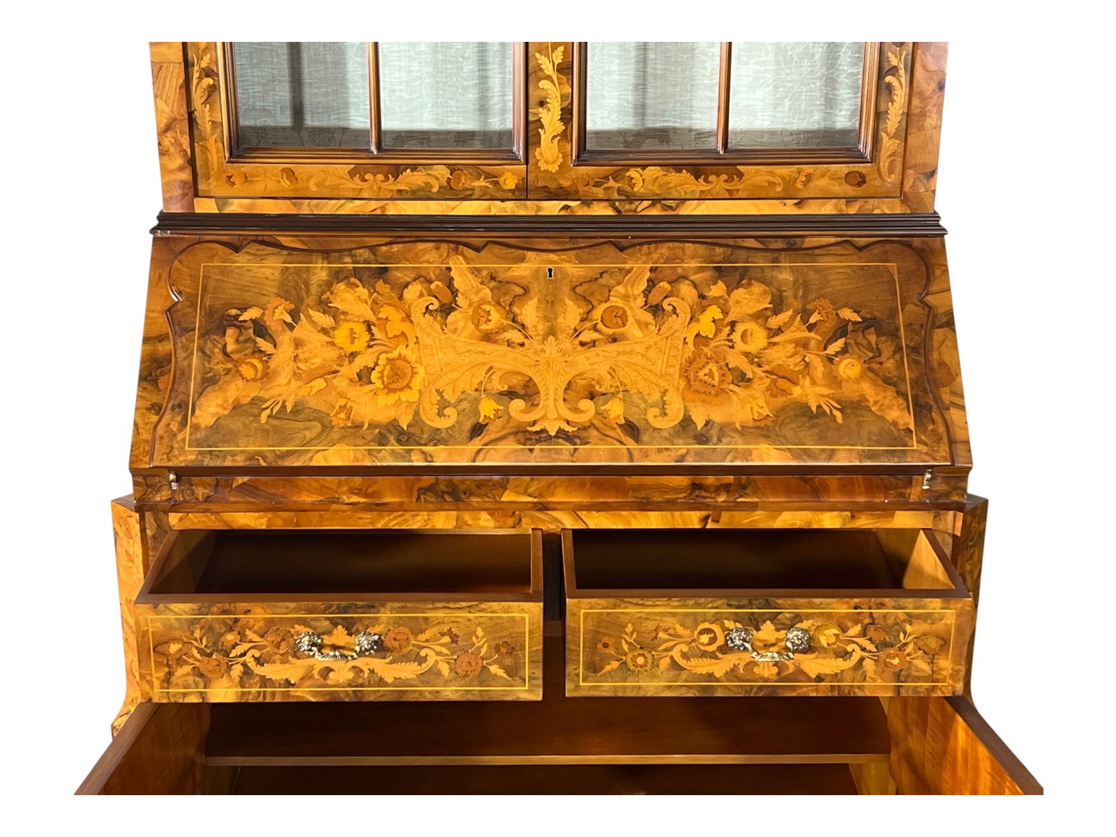 $27,000 Magnificent Italian Marquetry Bombé Secretary Bookcase, Gallery Collection, A Matching  - 8