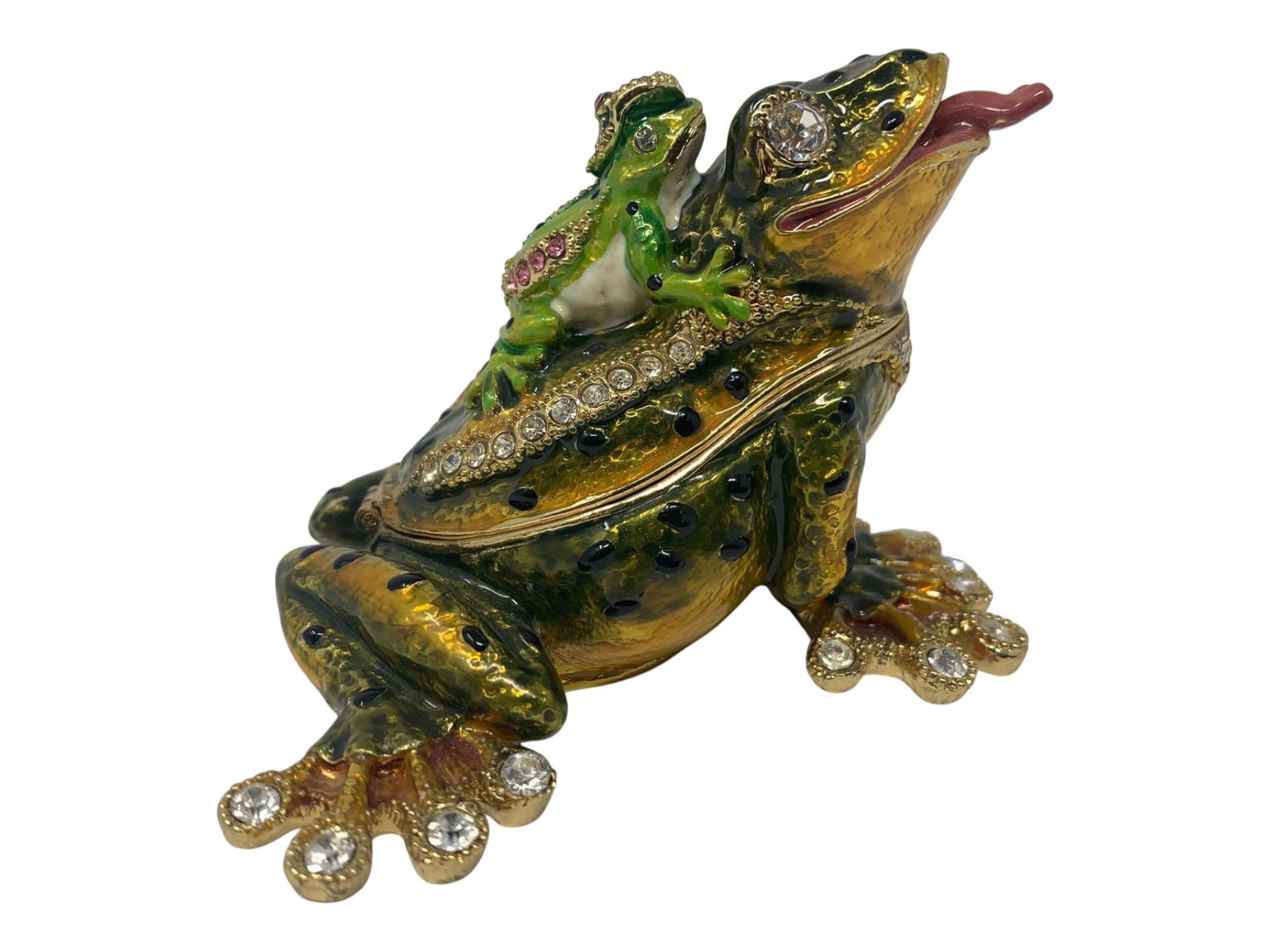 Kiss Me Frog Enamel Jewelry Box, Hand Painted: Kiss Me Frog Enamel Jewelry Box, Hand Painted 3 x 3